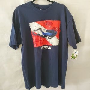Nwt Tropical Relax Men Graphic  Dark Blue T Shirt